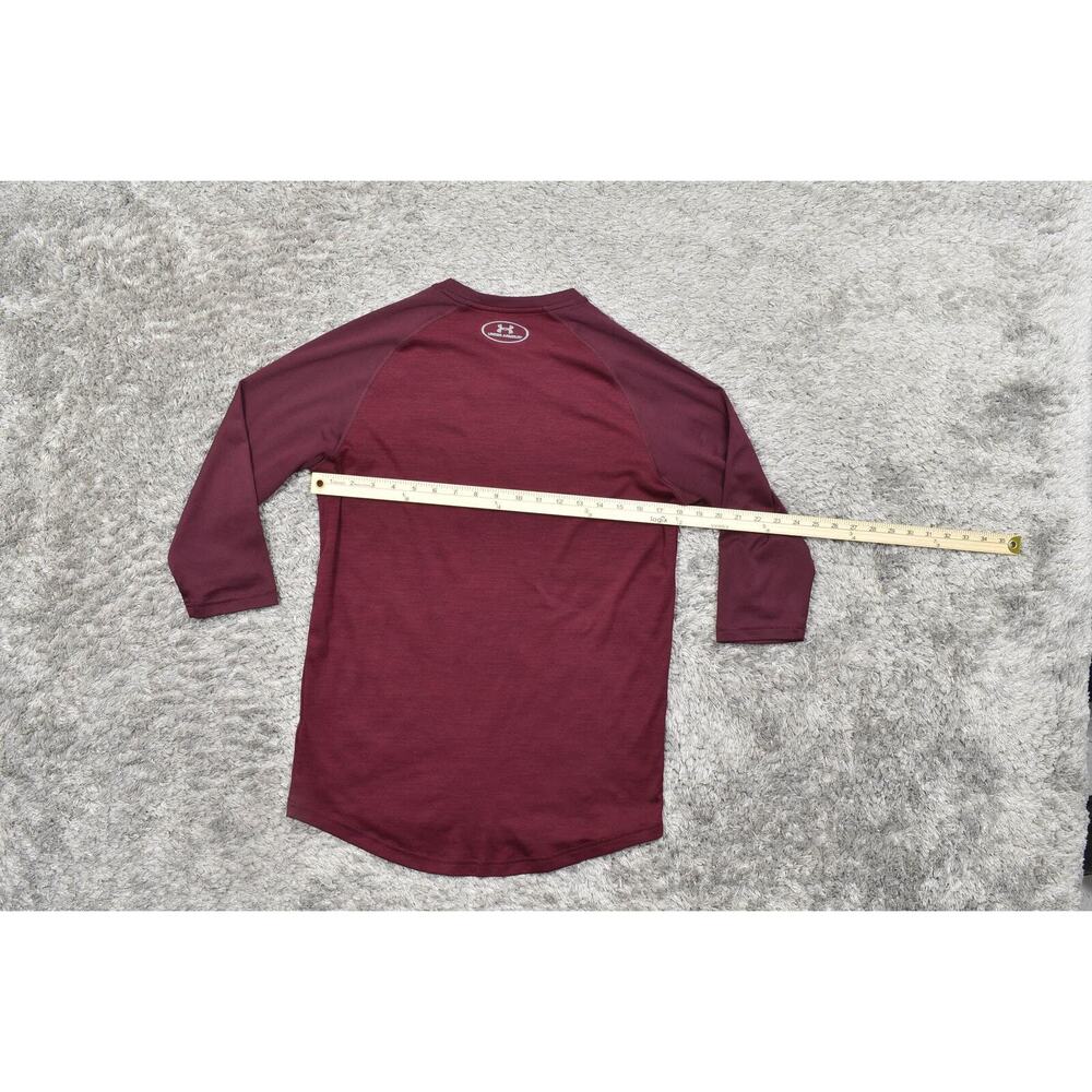 Under Armour Men's Red Polyester T-Shirt Small Loose Heatgear 3/4 Sleeve - Picture 4 of 6